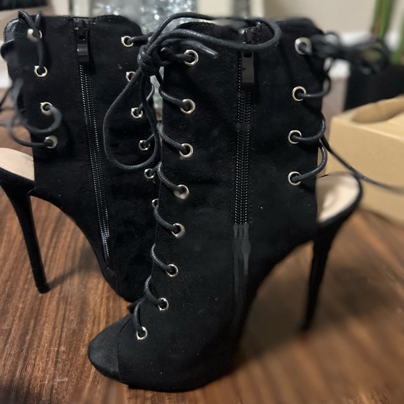 FAYE LACE UP PEEPTOE SHOE BOOT - black - Picture 6 of 12